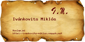 Ivánkovits Miklós névjegykártya